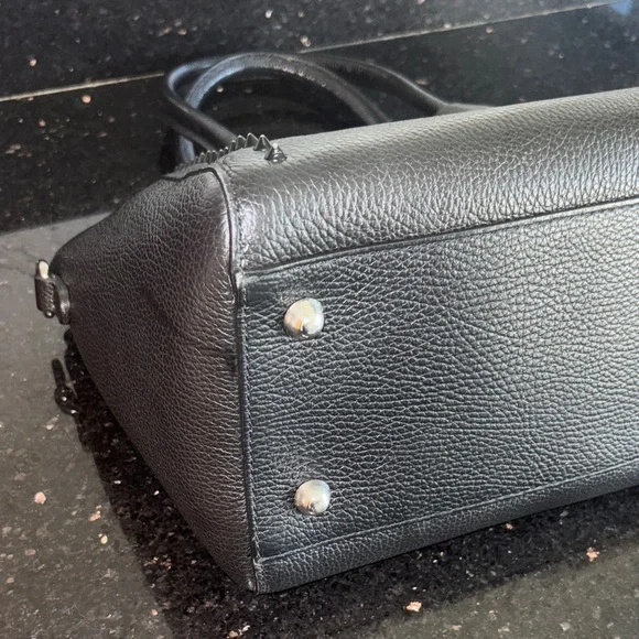 Valentino By Mario Valentino Black Textured Satchel with studs. - Picture 6 of 12